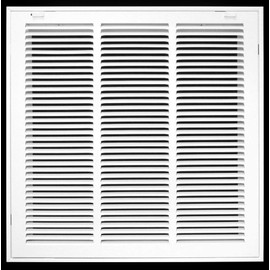 18in X 18in Steel Return Air Filter Grille for 1in Filter - Easy Plastic Tabs for Removable Face/Door - HVAC Duct Cover - Flat Stamped Face - White [Outer Dimensions: 19.75 X 19.75