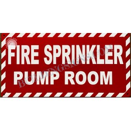 Fire Sprinkler Pump Room Sign (Aluminum Reflective, Red 6X12)