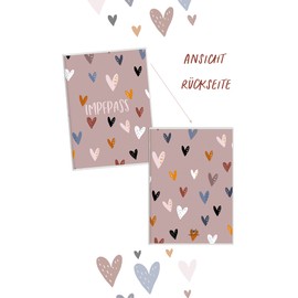 HIMMEL.HERZ.PAPIER® Examination Book Cover with Vaccination Certificate Cover – 3-Piece Set – High-Quality Cover for Your Child's Examination Book and Vaccination Certificate – Hearts