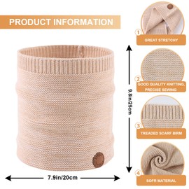 Winter Knitted Baby Scarf Cotton Boys Girls Neck Warmer Toddler Kids Solid Neck Scarves(Black+Khaki)