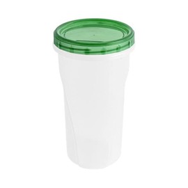 HomeyGear [48 Oz - Green - 2 Pk] Large Deli Food Storage Screw And Seal Containers 48 Oz Stackable Reusable Mirowave Dishwasher Safe Quality Plastic Twist Cap Canisters 2 Pack