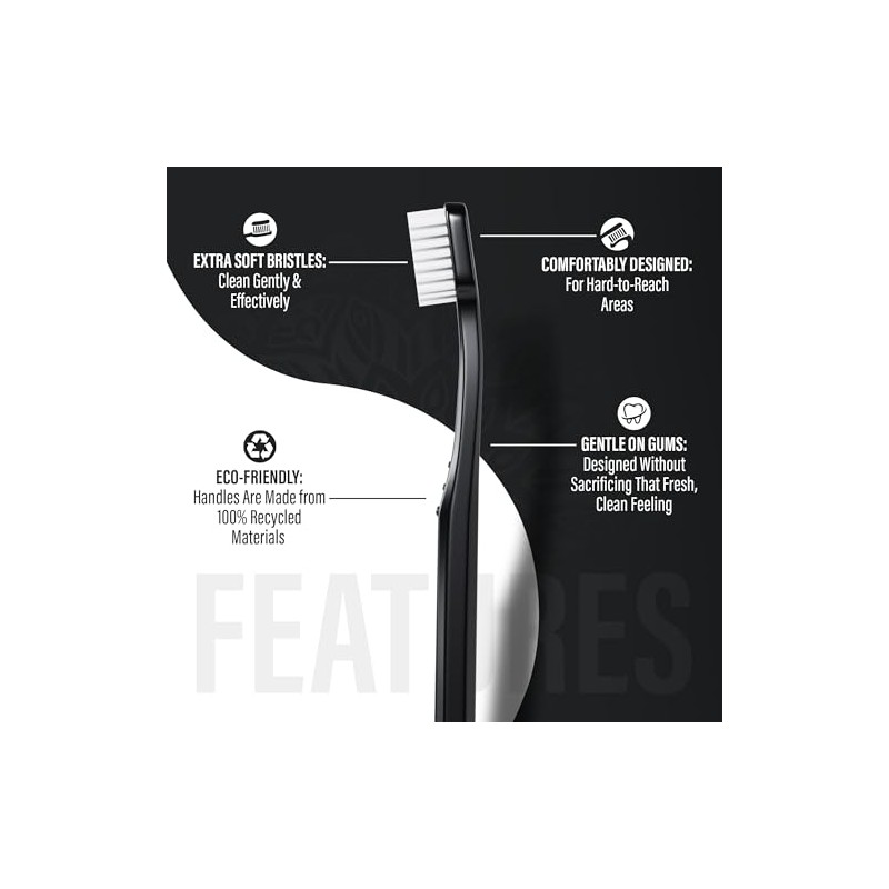 Gurunanda Yin Yang Cepillo Polvo Dientes Cerdas Extra Suaves Promueve