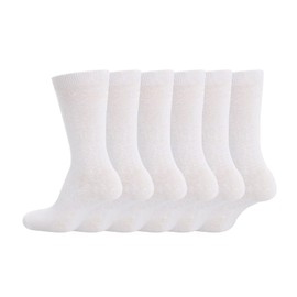biyya® 6 Pairs Boys Girls Kids Unisex Back to School Cotton Rich Plain Ankle School Socks 2-15 Years (White, 8-13 Years)