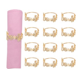 Napkin Rings – Bismillah Letter Metal Napkin Ring Set, Alphabet Napkin Holders, Table Decoration for Weddings, Parties, Ramadan, Banquets, 12 Pieces