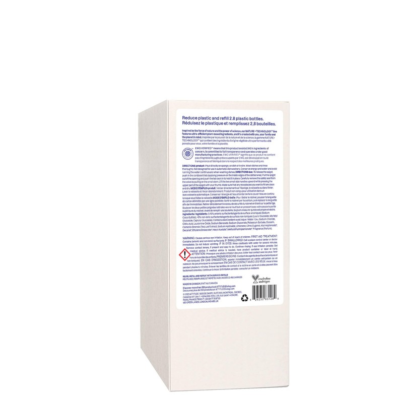 ATTITUDE Dish Soap Refill, EWG Verified, Plant-Based & Vegan Dishwashing