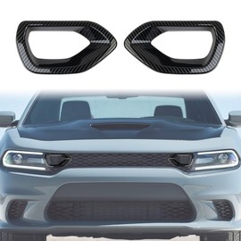 crosselec Carbon Fiber Front Bumper Center Grill Grille Cover Trim for Dodge Charger 2015-2021