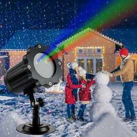 Jersige Christmas Laser Light Projector - Outdoor Projector Laser Lights Waterproof Remote Control, Red Green and Blue Star Show Decorations for Holiday Party Garden
