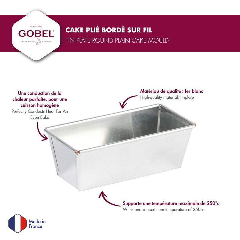 Gobel 123650 Loaf Tin Folded Iron White Hemmed on Thread