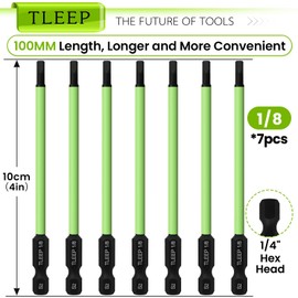 TLEEP 7Pcs 1/4" Hex Head Allen Wrench Drill Bits, SAE 1/8", 4" Long Hex Key Drill Bit Set, Magnetic Tips Screwdriver Socket Bit Set for Ikea Type Furniture (S2 Steel), 100MM Black