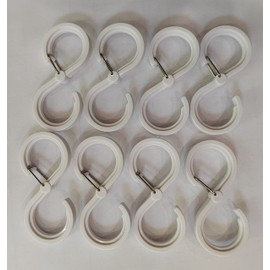 GUSSTA S Hooks with Safety Buckle for Hanging, Anti-Drop S Shaped Hooks, Heavy Duty Rustproof S Hangers for Kitchen Utensil, Closet Rod, Bathroom (8, White)