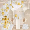 145pcs First Communion Decorations Balloons Set God Bless White Gold