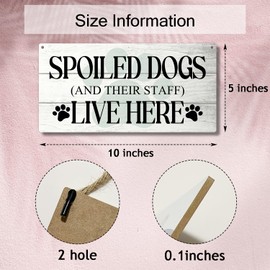 Spoiled Dog Lives Here Dog Lover Rustic Wooden Hanging Sign Decor, Front Door Wall Decor Sign Wood Plaque for Farmhouse Garden Home Porch Entryway, Pet Paw Hanging Wall Art Gift (1 pack)-10