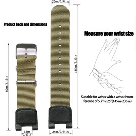 24mm Nylon watch band Compatible with Casio SGW100B GW-3000B PAS-400B PAW1300 Men's Sport Watch Accessories Leather Replacement strap