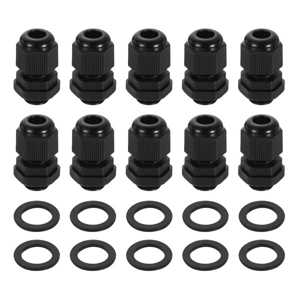 uxcell 10Pcs PG7 Nylon Cable Glands, Waterproof Cord Grip Connector