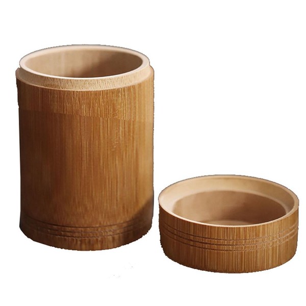 luzen 1PC Portable Bamboo Canister with Lid Loose Tea Jar