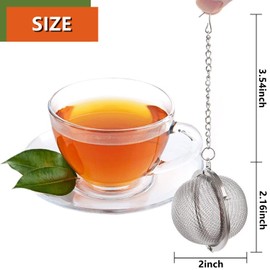 SAHENITEANA Stainless Steel Tea Strainer Infuser Balls Fine Mesh Tea Filter with Extended Chain and Hook, Leaf Tea Strainer for Loose Tea Leaves (8Pack-2inch)