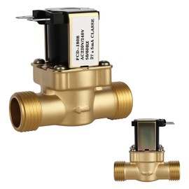 Rzspher Brass Solenoid Valve, G1/2 AC 220 V Solenoid Valve Water Inlet, 2 Way Water Inlet, Normally Closed Solenoid Valve for Water Control