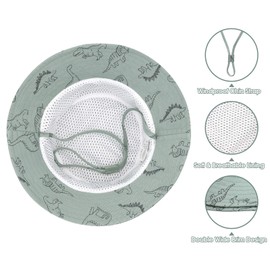 Sarfel Baby Bucket Hat, A Green Dinosaur, 12-24 Months, UPF 50+ Sun Protection, Adjustable, Unisex, Beach