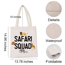 Safari Squad Shopping Bag African Safari Trip Wild Animal Lover Travel Tote Bag for Women BFF, Safari Squad, Medium, Daily