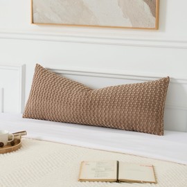 UGASA 14x36 Inch Pillow Cover Pack of 1 Soft Boho Stripe Corduroy Large Long Rectangle Lumbar Cushion Cover Farmhouse Decorative Throw Pilowcase for Bed, Couch, Sofa, Bedroom, Living Room, Light Brown