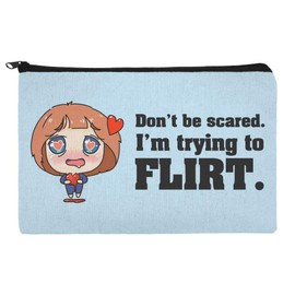 Don't Be Scared I'm Trying to Flirt Kawaii Chibi Heart Makeup Cosmetic Bag Organizer Pouch