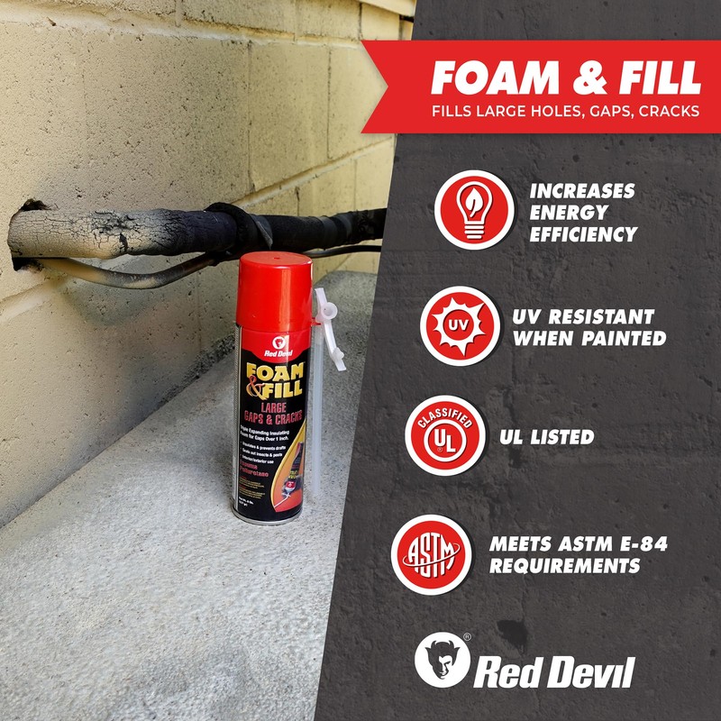 Red Devil 090806 Spray Foam, Fill Large Gaps & Cracks,