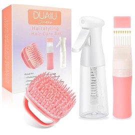 DUAIU Aplicador de Aceite para el Cabello con Botella de Pulverización Continua, Masajador de Cuero Cabelludo
