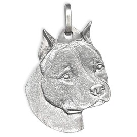 STAFFORDSHIRE TERRIER (Staffy/Bully) ~ Heavy Solid Sterling Silver LARGE Dog Pendant ~ 30 Breeds Handmade UK!