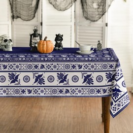 Horaldaily Mexico Rectangular Tablecloth 60×104 Inch, Cinco De Mayo Fiesta Design Blue Washable Table Cover for Party Picnic Dinner Decor