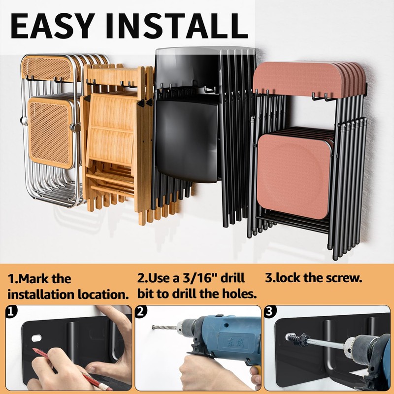 YYR Folding Chair Storage Rack, Garden Tool & Foldable Chairs