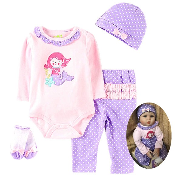 Reborn Baby Girl Dolls Clothes 22 inch Purple Outfits Accesories for 20-22 inch Reborns Doll Newborn Baby Girl Matching Clothing