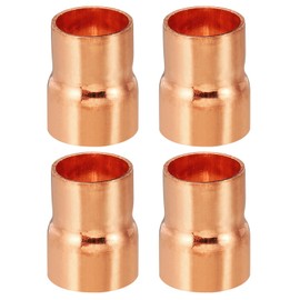 PATIKIL 7/8" to 3/4" ID Copper Reducer, 4pcs 99.9% Pure Copper Reducing Coupling Pressure Fitting Pipe Tube Connector Adapter with Sweat Solder Connection for HVAC Refrigeration System