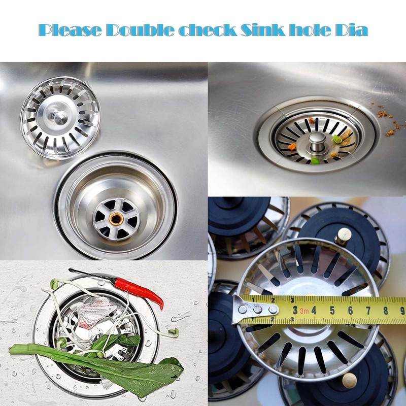 Loimon Sink Strainer Plug, 79mm 304 Stainless Steel Thickened Drain