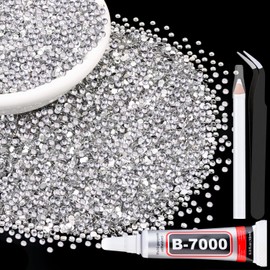 6000Pcs 3mm Resin Rhinestones with 1Pcs 10ml B7000 Jewelry Glue for Crafting, Clear Large Amount Flatback Gems, Bedazzling Crystal Bulk for DIY Crafts Clothing Tumblers Shoes Nail Art Fabric
