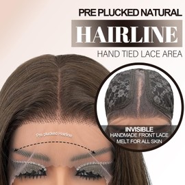 Glueless Synthetic Lace Front Wig 26 Inches Long Straight Wigs for Black Women 13x5x1 HD Lace Hand Tied Pre Plucked Hairline (#4 Chocolate Brown, 26 Inch)