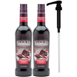 Upouria Peppermint Mocha Coffee Syrup Flavoring, 100% Vegan, Gluten-Free, 750 mL Bottle (Pack of 2) with Pump