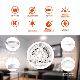 Siomen 2-Pack 3.93" 18W,120V,1800LM,3000K,CRI92,LED Light Engine,LED PCB Module Panel Retrofit Kit for Ceiling Fan Light Ceiling Flush Light Replacement