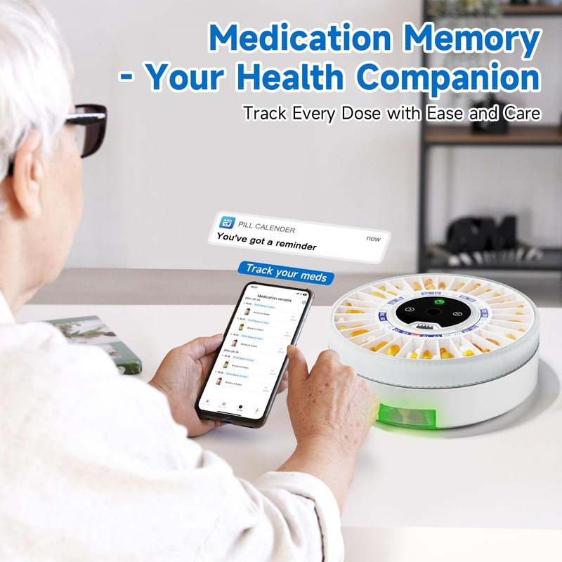 Bluetooth Automatic Pill Dispenser for Elderly with Alarm, APP Reminder