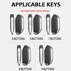 ontto Alloy Car key fob cover Fit for Kia Telluride EV9 2023 2024 Picanto Sorento Carnival KA4 Morning K5 Carens 2024 Smart key case keyring Key Shell Holder bag keychain Accessories 8 buttons Black