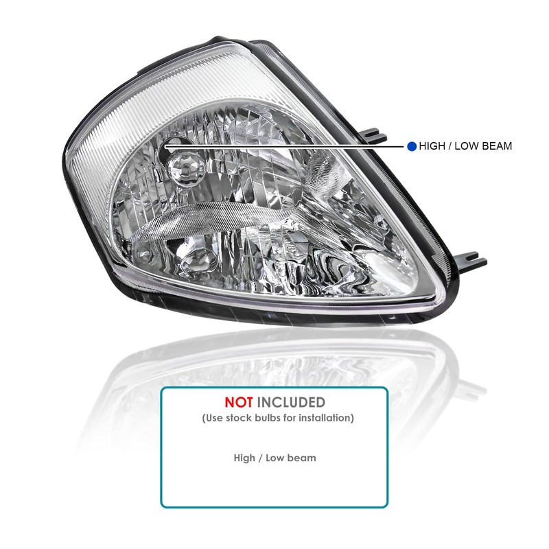 Spec-D Tuning Jdm Chrome Clear Headlights Compatible with 2000-2005 Mitsubishi
