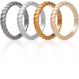 ThunderFit Womens Thin Swivel Silicone Wedding Bands, Stackable Rubber Engagement Rings 2.5mm Wide 2mm Thick - 1/4/8/10 Variety Multipack