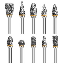 UCEC Tungsten Carbide Burr Set for Dremel Rotary Tool Accessories, Carbide Die Grinder Bits, 1/8” Shank, for Dremel Drill Bits, Metal Drill Bits, Wood Carving Drill Bit, Rotary Burr Drill Bit, 10pcs