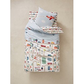 Vertbaudet Children's Bed Linen Set City Beige Printed 140 x 200 cm Cushion 50 x 75 cm