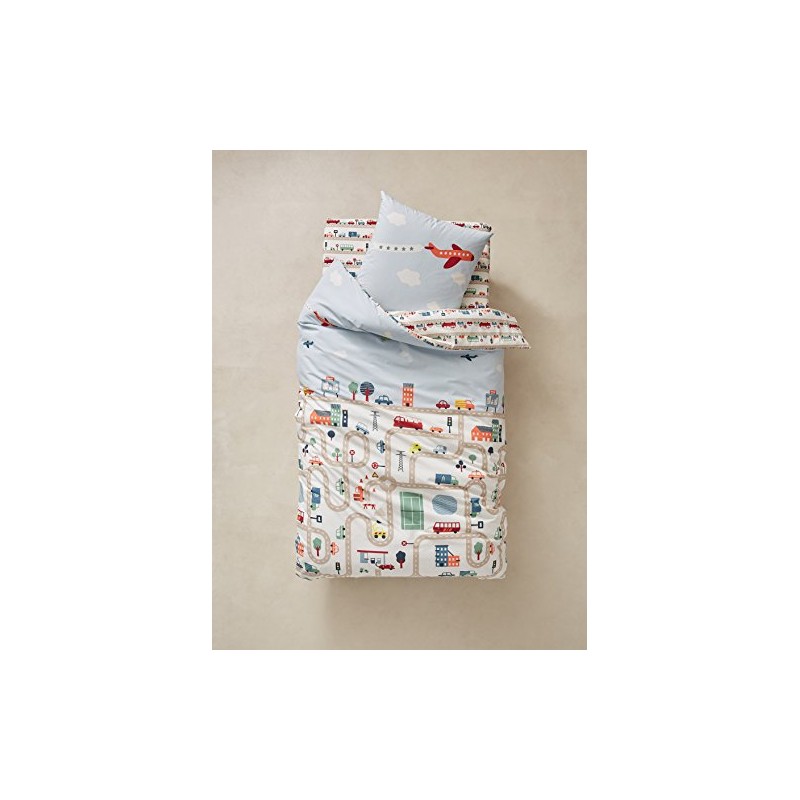 Vertbaudet Children's Bed Linen Set City Beige Printed 140 x