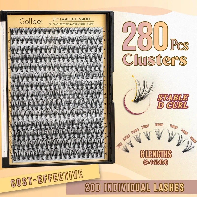 Kit De Extensión De Pestañas Para Bricolaje, 280 Unidades, R