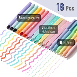 Mr. Pen- Aesthetic Highlighters and Gel Pens, 18 Pack, Gel Highlighters for Bibles, Pastel Color Highlighter