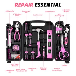 DOWELL Pink Tool Kit for Women, Girls, Ladies, 123 Pieces, with Tool Box