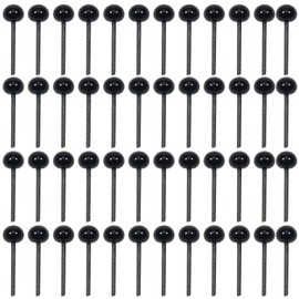 TOAOB 150pcs Black Glass Eyes 4mm Beans Needle Doll Eyeballs Craft Eyes