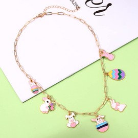 HSWE Easter Earrings Necklaces Set for Women Cute Enamel Bunny Colorful Egg Rabbit Necklace Earrings Spring Easter Holiday Party Jewelry Gifts (B Easter Necklace Earrings22)