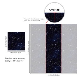 Buiory Large Eden Dark Blue Starry Sky Wallpaper - 38.6x480.6cm Removable Space Theme Wall Mural with Yellow Stars & Meteors, DIY Peel & Stick Wallpaper for Bedroom, Living Room, Nursery, Decor